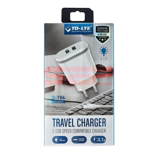 Incarcator retea universal Dual USB 3.1A Fast Charge TD-T86