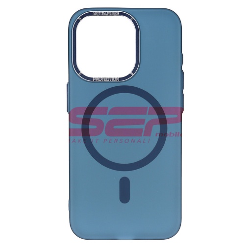 Husa PC MetalRing Magsafe Apple iPhone 15 Pro Blue Titanium