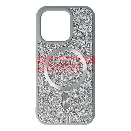 Husa TPU+PC Diamonds Magsafe Apple iPhone 15 Pro Silver