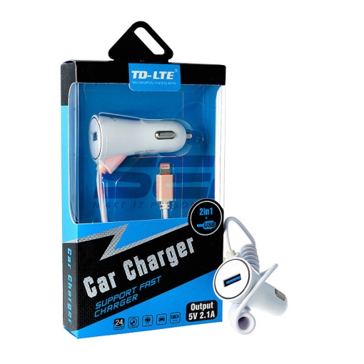 Incarcator auto Dual cu cablu iPhone 8 si port USB TD-C37