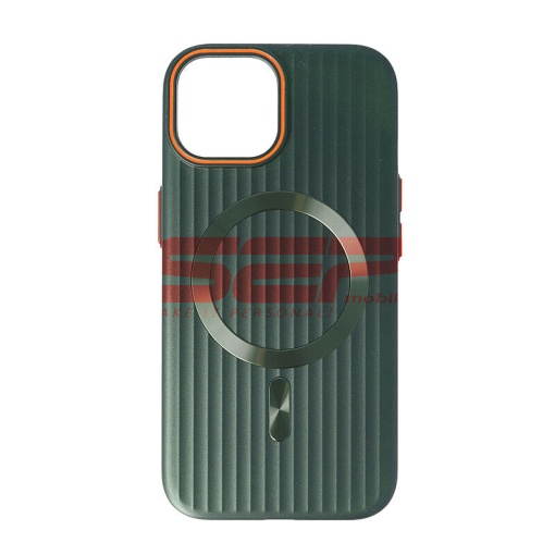 Husa PC Metallic Lines Magsafe Apple iPhone 15 Green