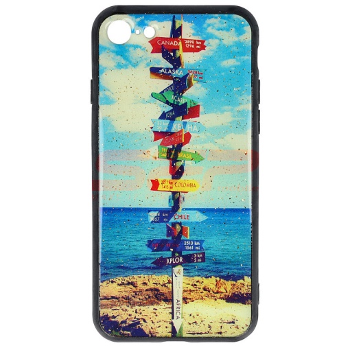 Husa UV Copy Glass Apple iPhone SE 2020 Travel Signs