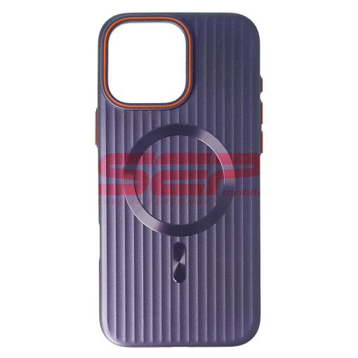 Husa PC Metallic Lines Magsafe Apple iPhone 16 Pro Max Purple