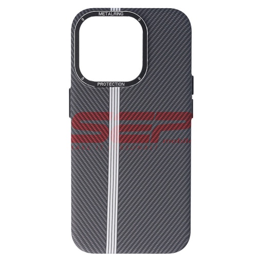 Husa PC MetalRing Carbon Apple iPhone 15 Pro Graphite