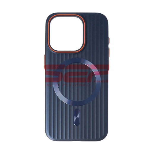 Husa PC Metallic Lines Magsafe Apple iPhone 15 Pro Navy