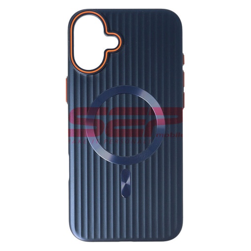Husa PC Metallic Lines Magsafe Apple iPhone 16 Plus Navy