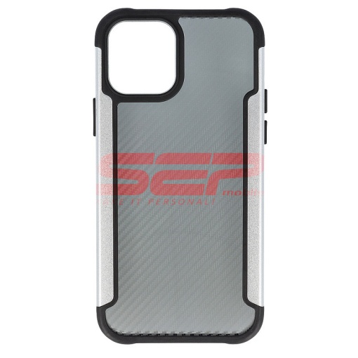 Husa TPU+PC Carbon Fiber Apple iPhone 12 Pro Silver