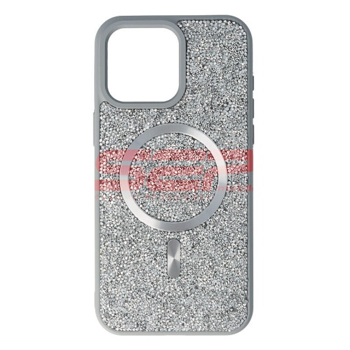 Husa TPU+PC Diamonds Magsafe Apple iPhone 15 Pro Max Silver
