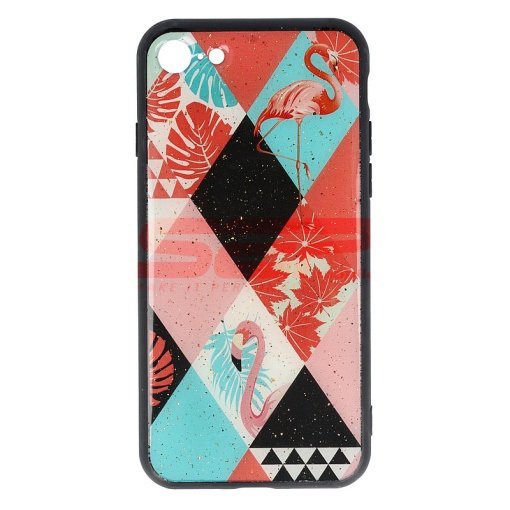 Husa UV Copy Glass Apple iPhone SE 2020 Flamingo
