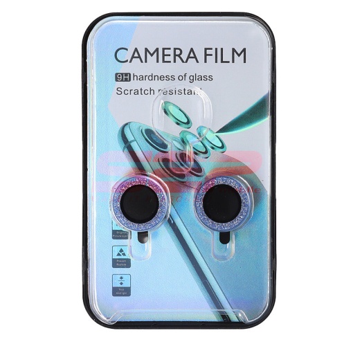 Protectie sticla camera foto Diamonds Metal Apple iPhone 14 Sierra Blue