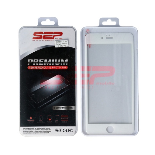 Geam protectie display sticla Full Face Apple iPhone 6 Plus WHITE