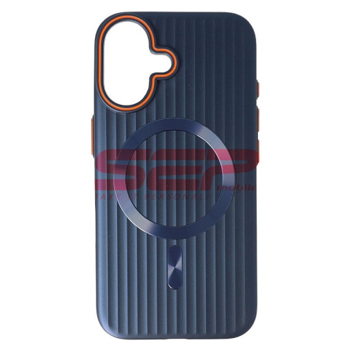 Husa PC Metallic Lines Magsafe Apple iPhone 16 Navy