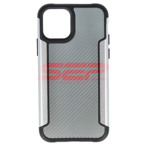 Husa TPU+PC Carbon Fiber Apple iPhone 11 Pro Silver