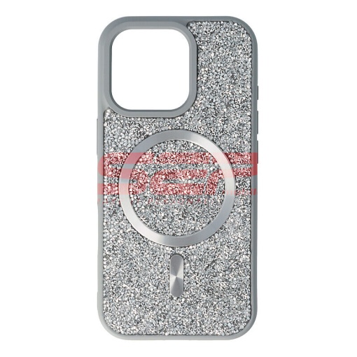 Husa TPU+PC Diamonds Magsafe Apple iPhone 16 Pro Silver