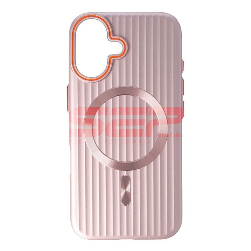 Husa PC Metallic Lines Magsafe Apple iPhone 16 Pink