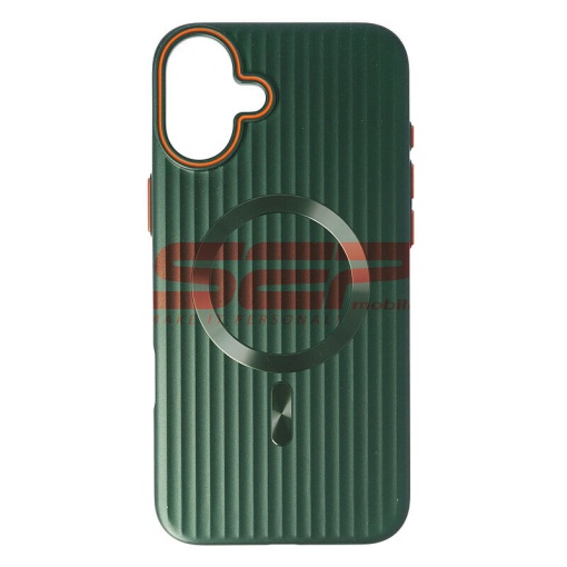 Husa PC Metallic Lines Magsafe Apple iPhone 16 Plus Green