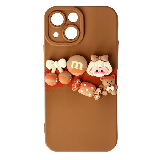 Husa silicon 3D Cartoon Apple iPhone 13 Mini Brown Candy
