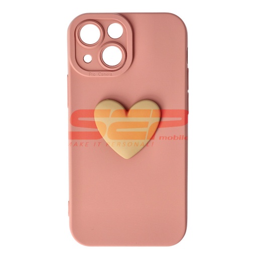 Husa silicon 3D Cartoon Apple iPhone 13 Mini Pink Heart
