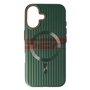 Husa PC Metallic Lines Magsafe Apple iPhone 16 Green