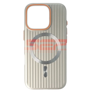 Husa PC Metallic Lines Magsafe Apple iPhone 16 Pro Ivory - Img 1