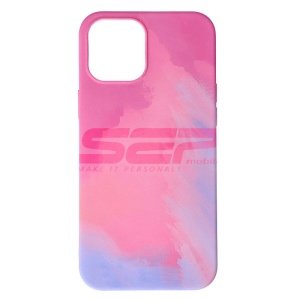 Husa silicon Watercolor Apple iPhone 12 Pro Max Purplish Red