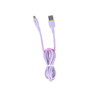 Cablu date soft silicone USB - Lightning TRANYOO Fast Charge T-X22 Purple - Img 2