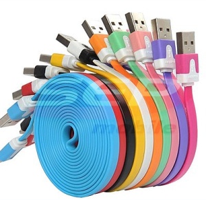 Cablu date USB flat 3 metri iPhone 5G / 5C / 5S / 6G / iPad mini - Img 1