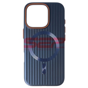 Husa PC Metallic Lines Magsafe Apple iPhone 16 Pro Navy - Img 1