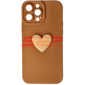 Husa silicon 3D Cartoon Apple iPhone 13 Pro Max Brown Heart