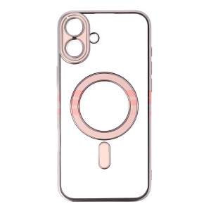 Husa TPU Plating Frame Magnetic Magsafe Apple iPhone 16 Plus Pink - Img 1