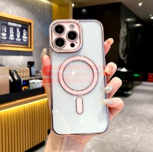 Husa TPU Plating Frame Magnetic Magsafe Apple iPhone 16 Plus Pink - Img 2