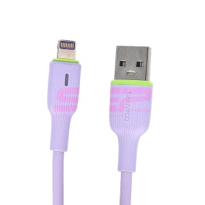 Cablu date soft silicone USB - Lightning TRANYOO Fast Charge T-X22 Purple - Img 3