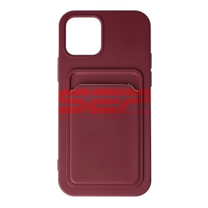 Husa TPU Card Holder Apple iPhone 12 Burgundy - Img 1