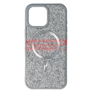 Husa TPU+PC Diamonds Magsafe Apple iPhone 16 Pro Max Silver