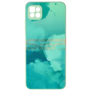 Husa TPU Watercolor Glass Samsung Galaxy A22 5G Green Lotus Leaf