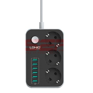 Prelungitor LDNIO cu 3 prize 220V si 6 mufe USB maxim 3.4A - Img 1