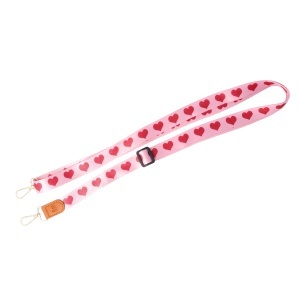 Snur textil dublu telefon mobil cu carabine Pink Hearts - Img 3