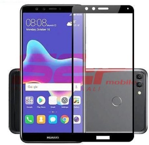 Geam protectie display sticla 5D FULL GLUE Huawei Y9 2018 BLACK - Img 2