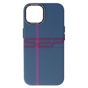 Husa PC MetalRing Carbon Apple iPhone 15 Blue