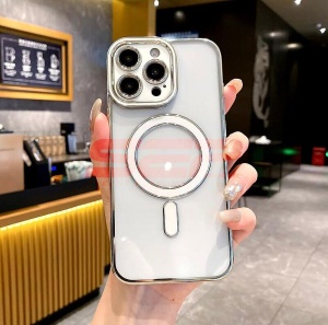 Husa TPU Plating Frame Magnetic Magsafe Apple iPhone 16 Pro White - Img 2