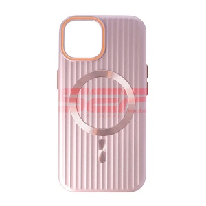 Husa PC Metallic Lines Magsafe Apple iPhone 15 Pink