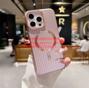 Husa PC Metallic Lines Magsafe Apple iPhone 16 Pro Pink - Img 2