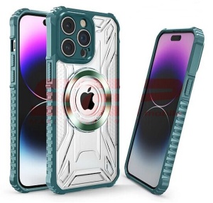 Husa TPU+PC Geometric Apple iPhone 16 Plus Green - Img 1