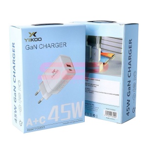 Adaptor priza Yiikoo USB-C + USB-A Fast Charge 45W Y-CGE025 - Img 1