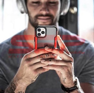 Husa TPU+PC Carbon Fiber Apple iPhone 12 Pro Max Silver - Img 4
