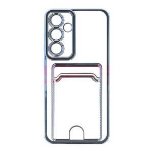 Husa TPU Plating Frame Card Holder Samsung Galaxy S24 FE Blue