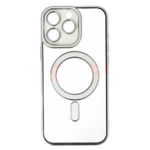 Husa TPU Plating Frame Magnetic Magsafe Apple iPhone 16 Pro Max White - Img 1