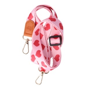 Snur textil dublu telefon mobil cu carabine Pink Hearts - Img 4
