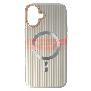 Husa PC Metallic Lines Magsafe Apple iPhone 16 Plus Ivory - Img 1