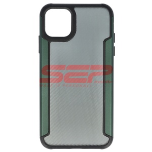 Husa TPU+PC Carbon Fiber Apple iPhone 11 Pro Max Green - Img 1